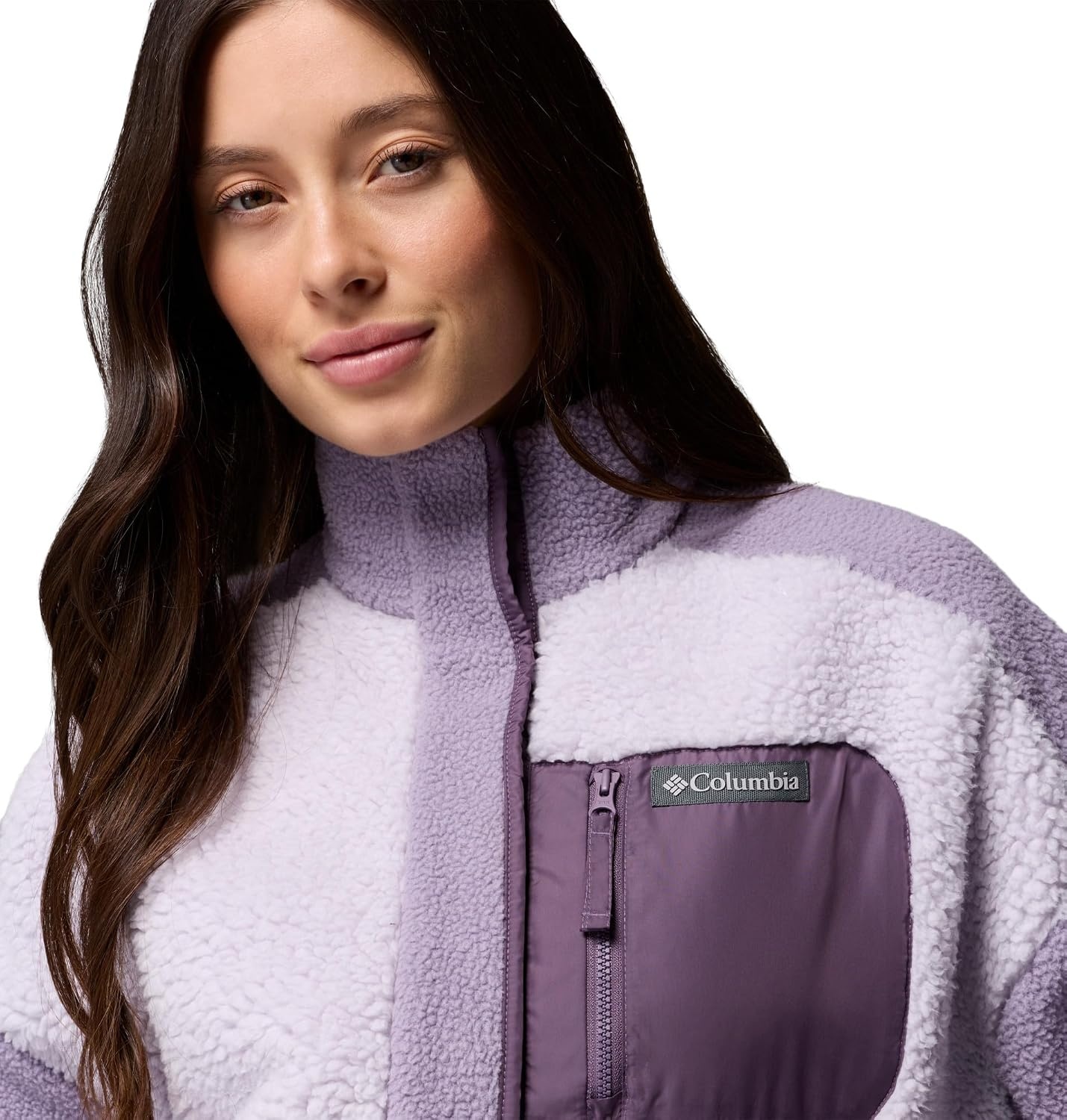 image:imageColumbia Womens Rose Park Sherpa PulloverShale PurpleLavender PearlAntique Ir