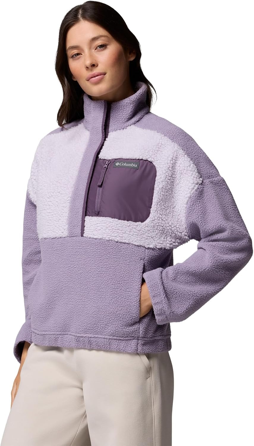 image:imageColumbia Womens Rose Park Sherpa PulloverShale PurpleLavender PearlAntique Ir