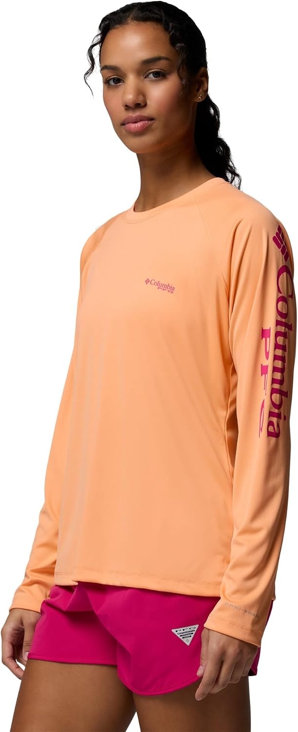 image:imageColumbia Womens Tidal Tee II Long Sleeve HoodieBright NectarGuava Pink Logo