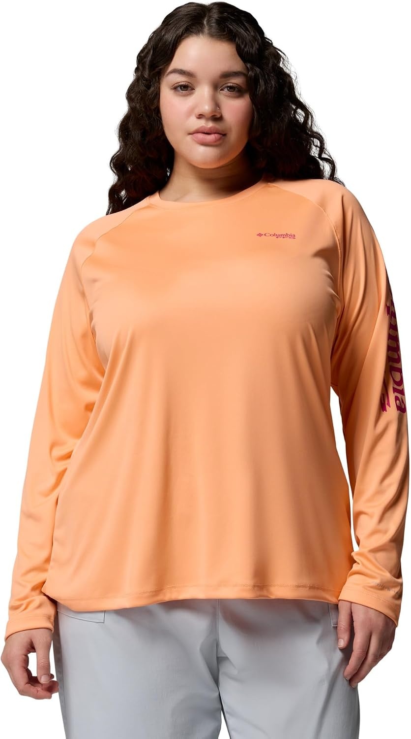 image:imageColumbia Womens Tidal Tee II Long Sleeve HoodieBright NectarGuava Pink Logo