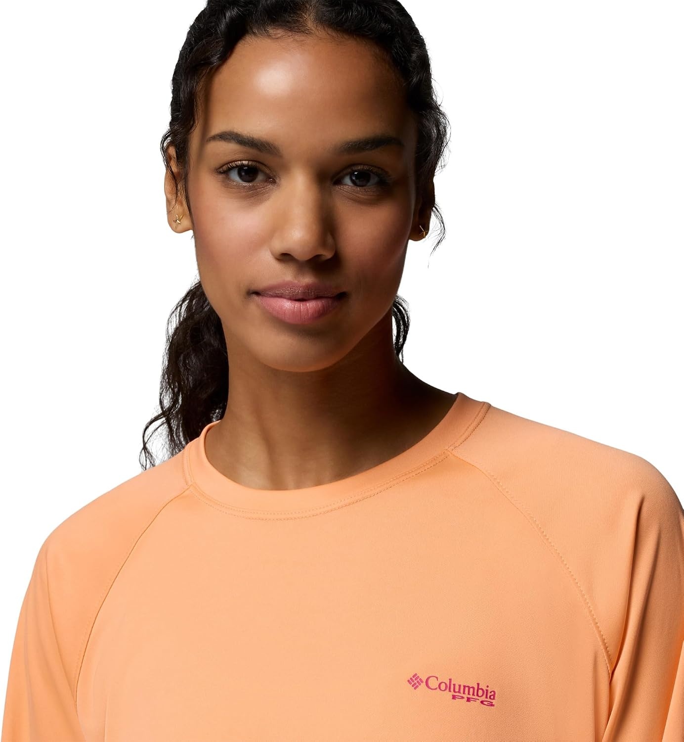 image:imageColumbia Womens Tidal Tee II Long Sleeve HoodieBright NectarGuava Pink Logo