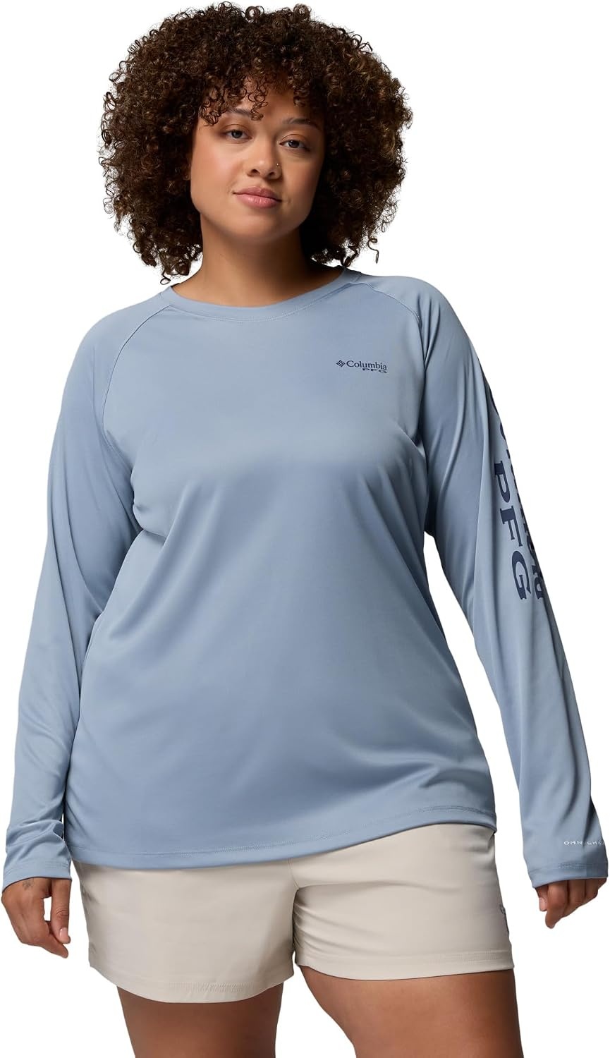 image:imageColumbia Womens Tidal Tee II Long Sleeve HoodieDockside BlueNocturnal Logo