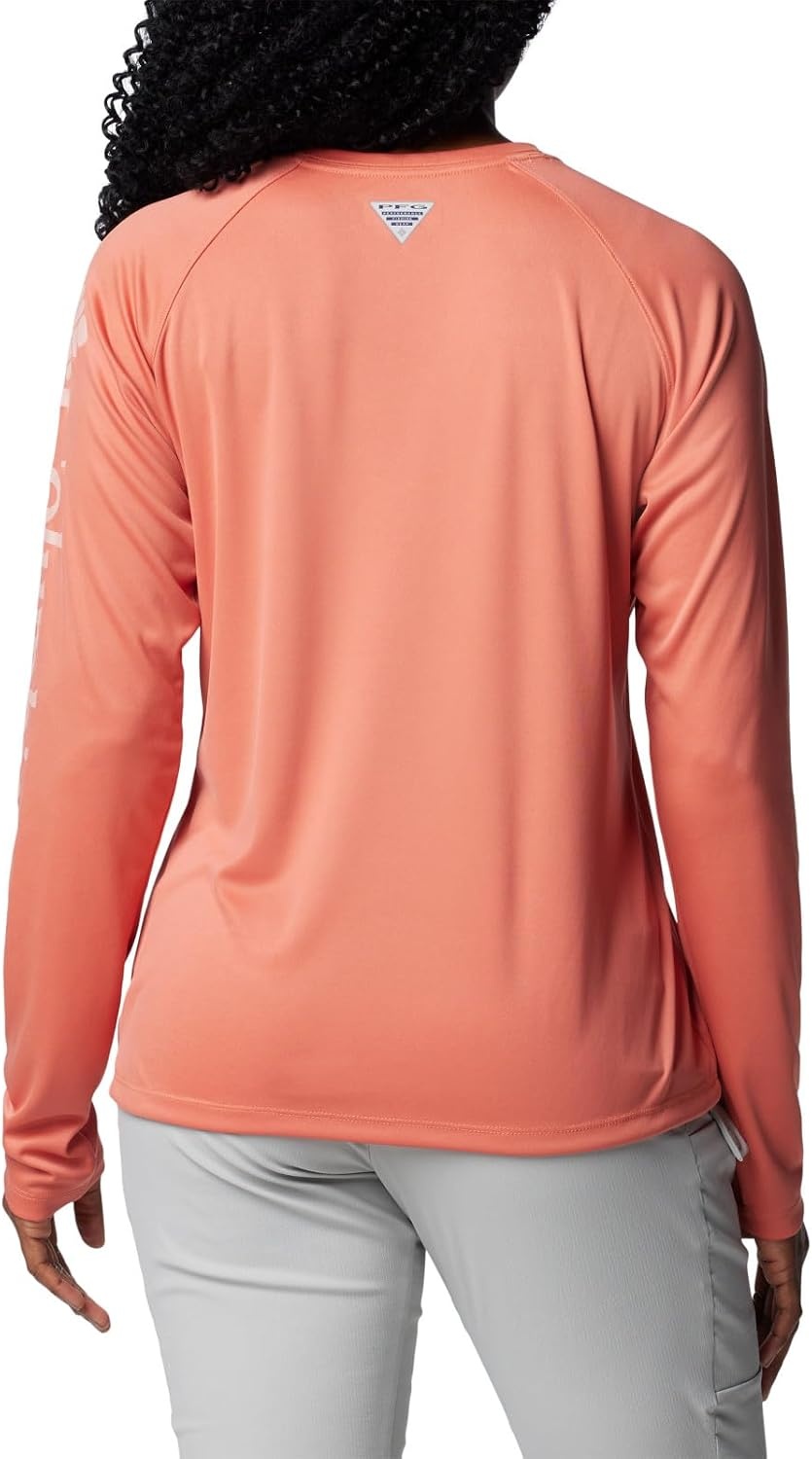 image:imageColumbia Womens Tidal Tee II Long Sleeve HoodieFaded PeachFaux Pink Logo