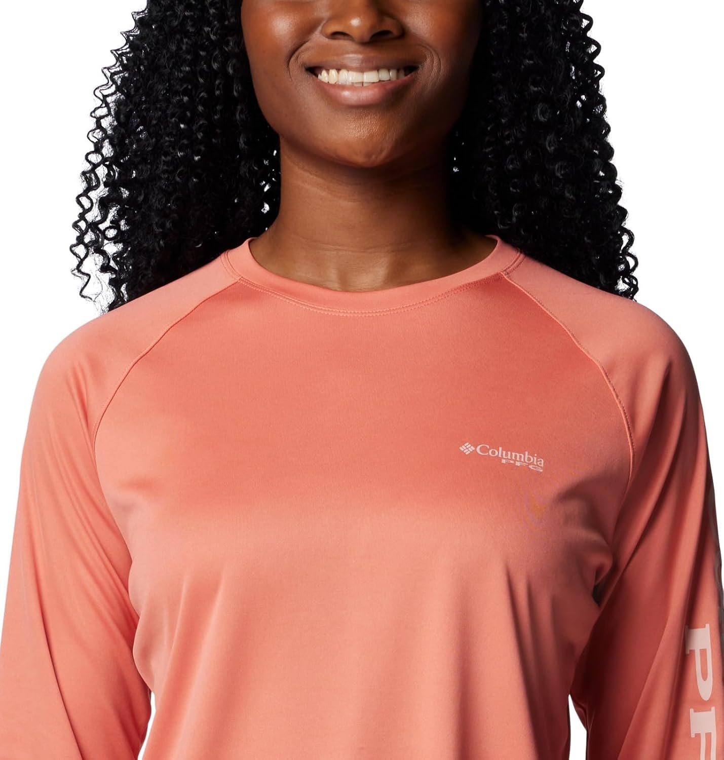 image:imageColumbia Womens Tidal Tee II Long Sleeve HoodieFaded PeachFaux Pink Logo