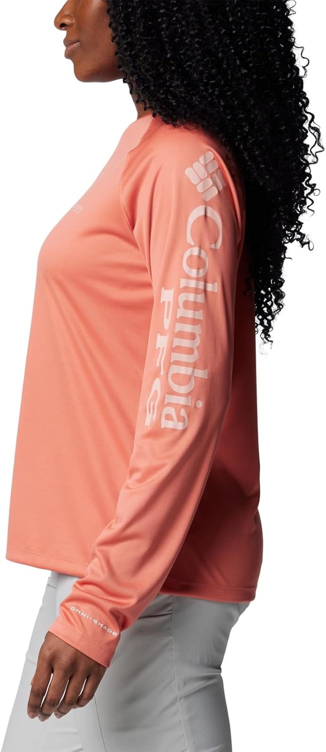 image:imageColumbia Womens Tidal Tee II Long Sleeve HoodieFaded PeachFaux Pink Logo