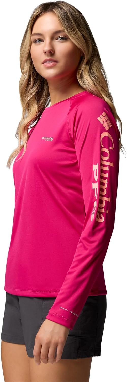 image:imageColumbia Womens Tidal Tee II Long Sleeve HoodieGuava PinkTiki Pink Logo