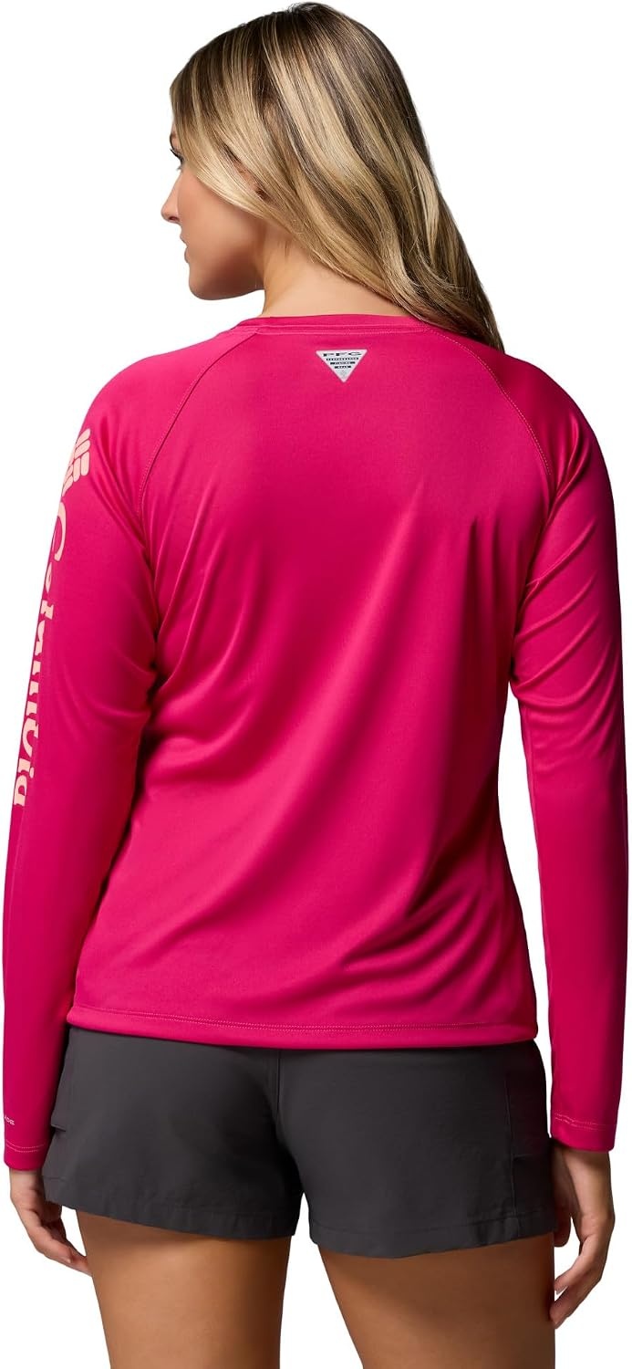image:imageColumbia Womens Tidal Tee II Long Sleeve HoodieGuava PinkTiki Pink Logo