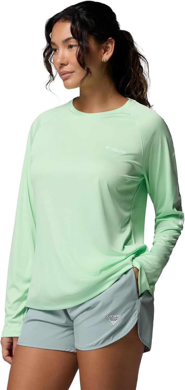 image:imageColumbia Womens Tidal Tee II Long Sleeve HoodieKey WestWhite Logo
