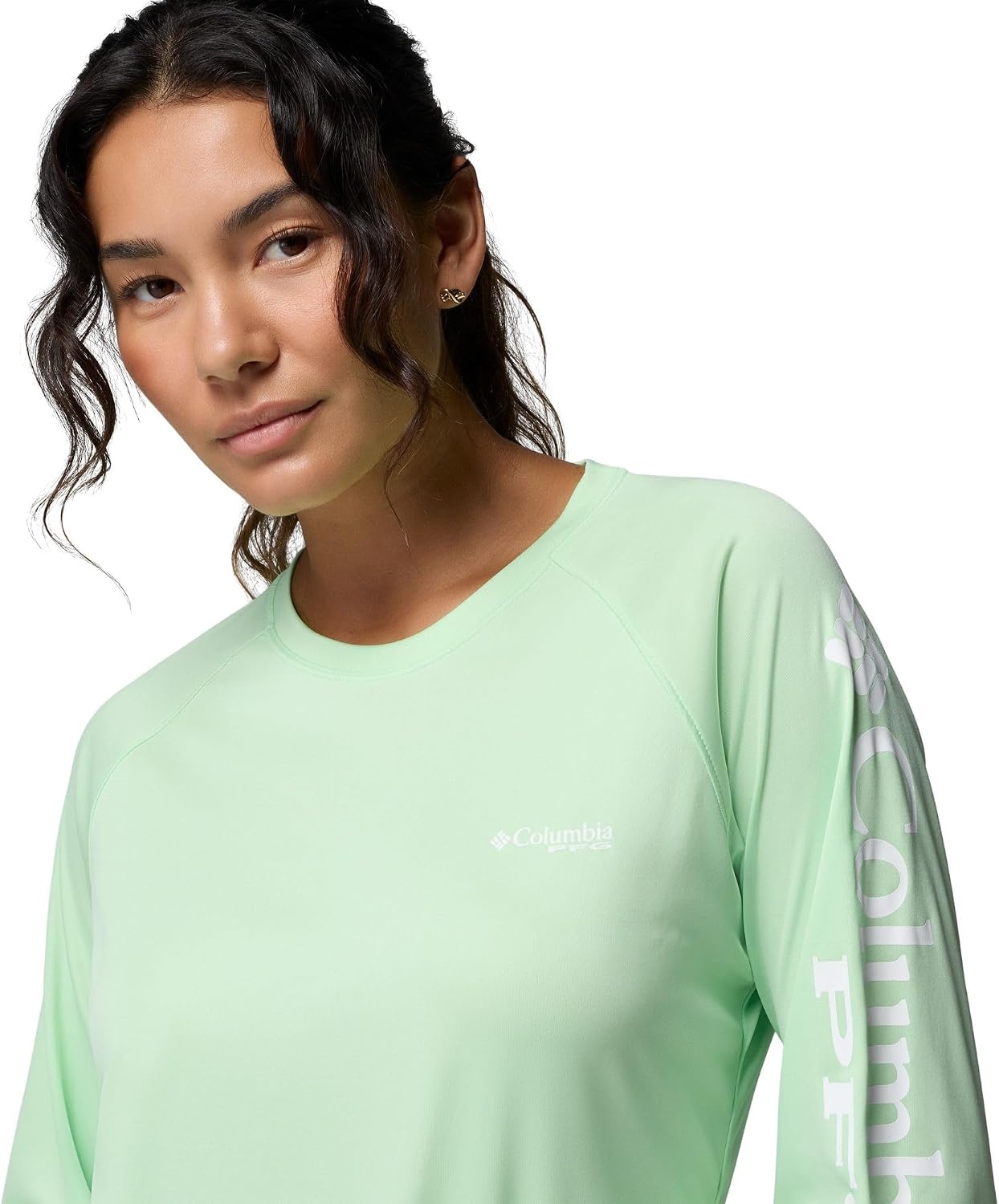 image:imageColumbia Womens Tidal Tee II Long Sleeve HoodieKey WestWhite Logo