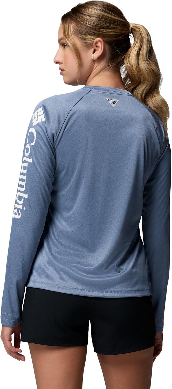 image:imageColumbia Womens Tidal Tee II Long Sleeve HoodieNew Moon HeatherWhite Logo