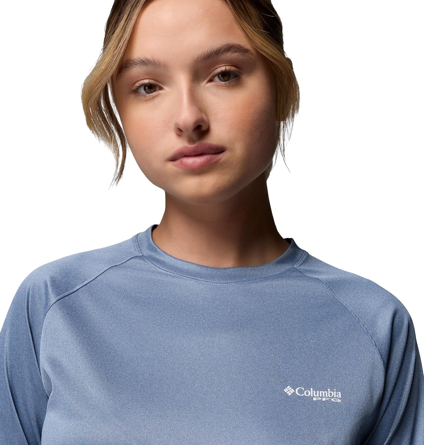 image:imageColumbia Womens Tidal Tee II Long Sleeve HoodieNew Moon HeatherWhite Logo