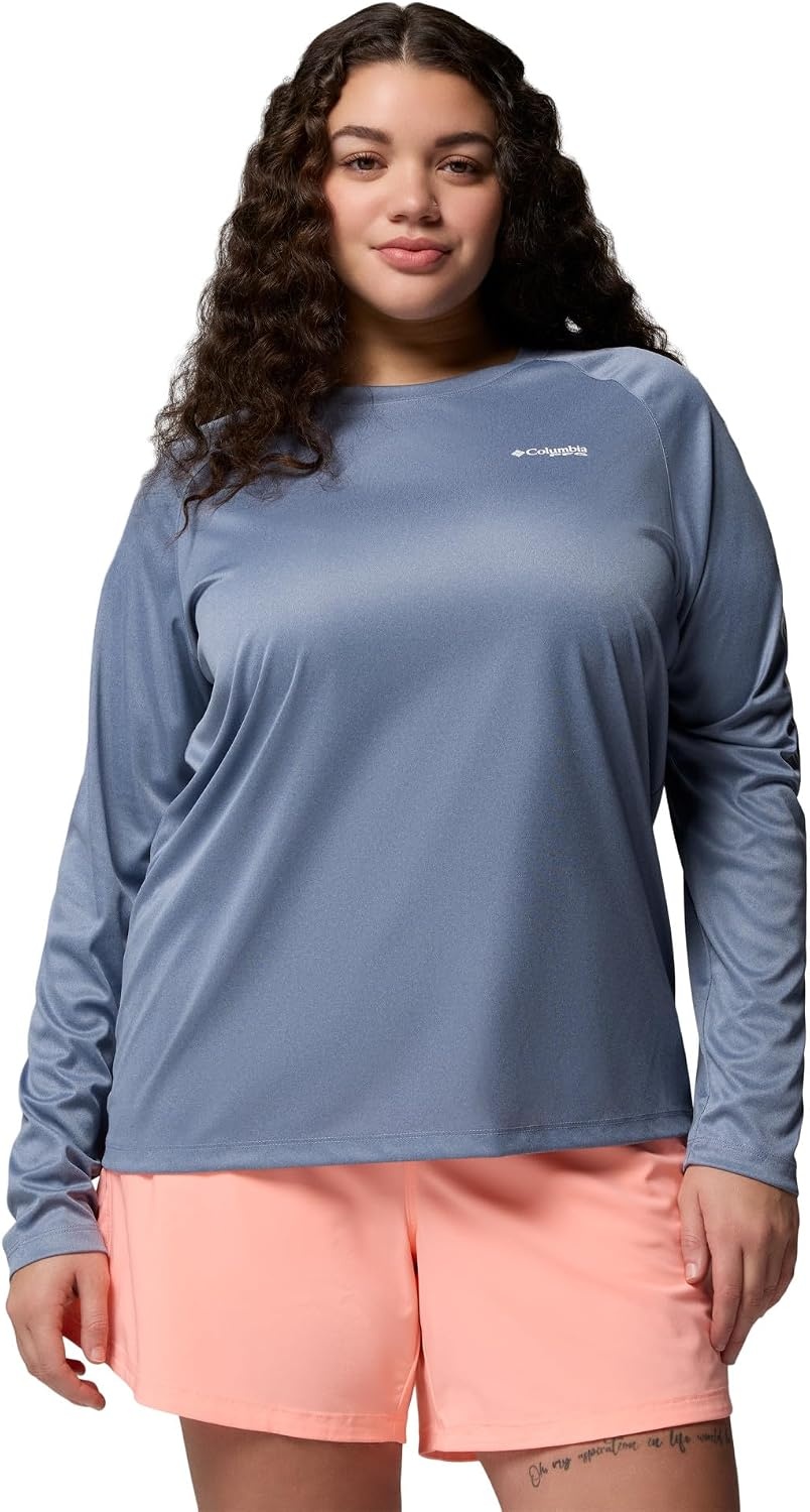 image:imageColumbia Womens Tidal Tee II Long Sleeve HoodieNew Moon HeatherWhite Logo