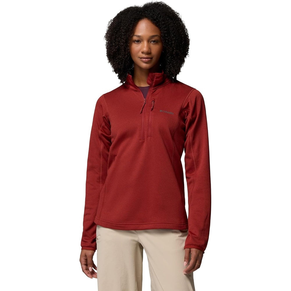 image:imageColumbia Womens Essential Hike Grid Fleece Half ZipRed Oxide