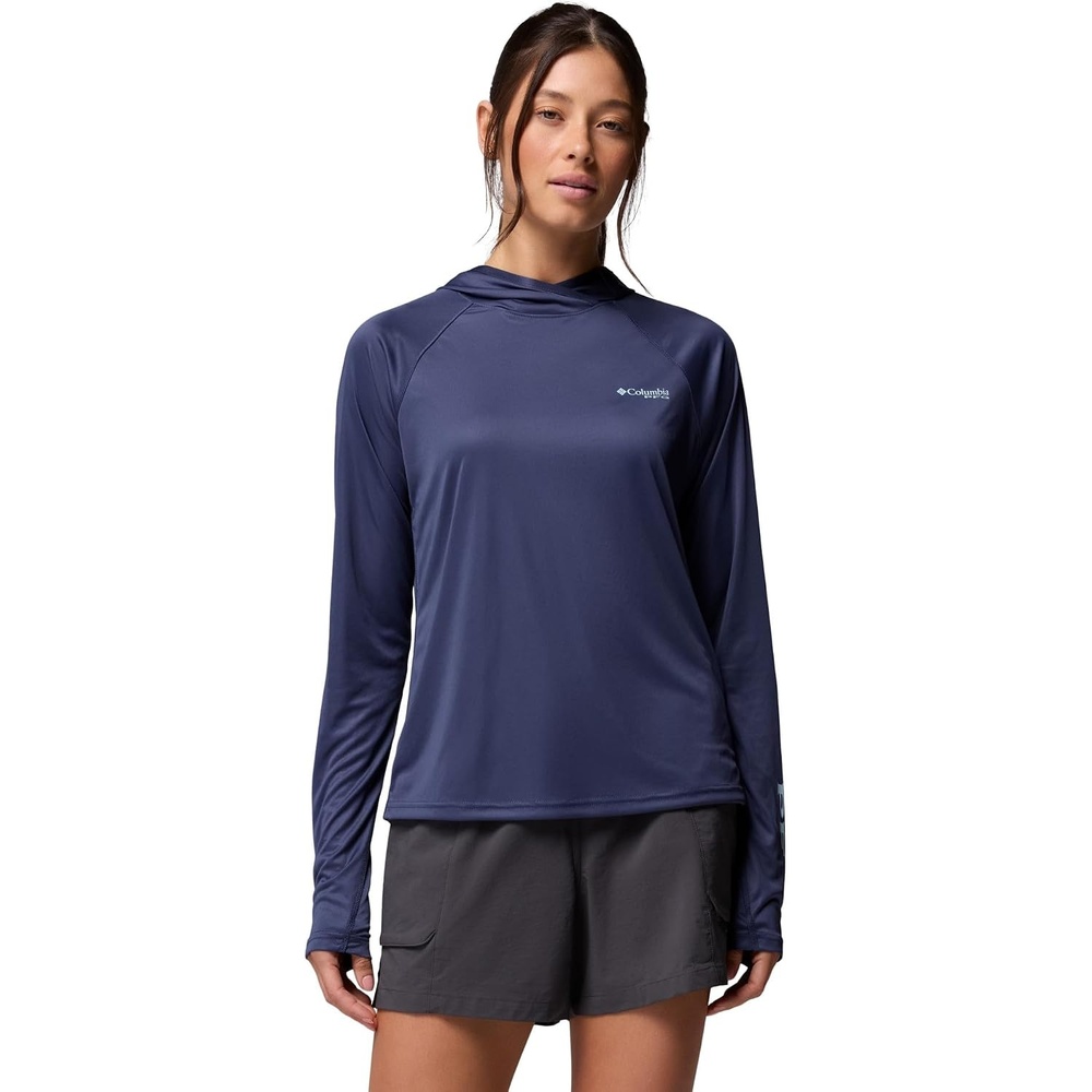 image:imageColumbia Womens PFG Tidal Tee II HoodieNocturnalMarine Light Logo