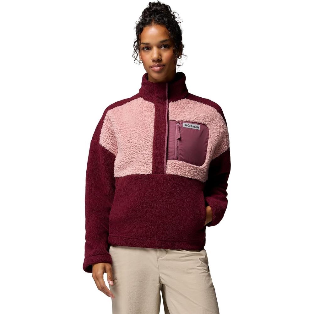 image:imageColumbia Womens Rose Park Sherpa PulloverRich WineEraser PinkAntique Mauve