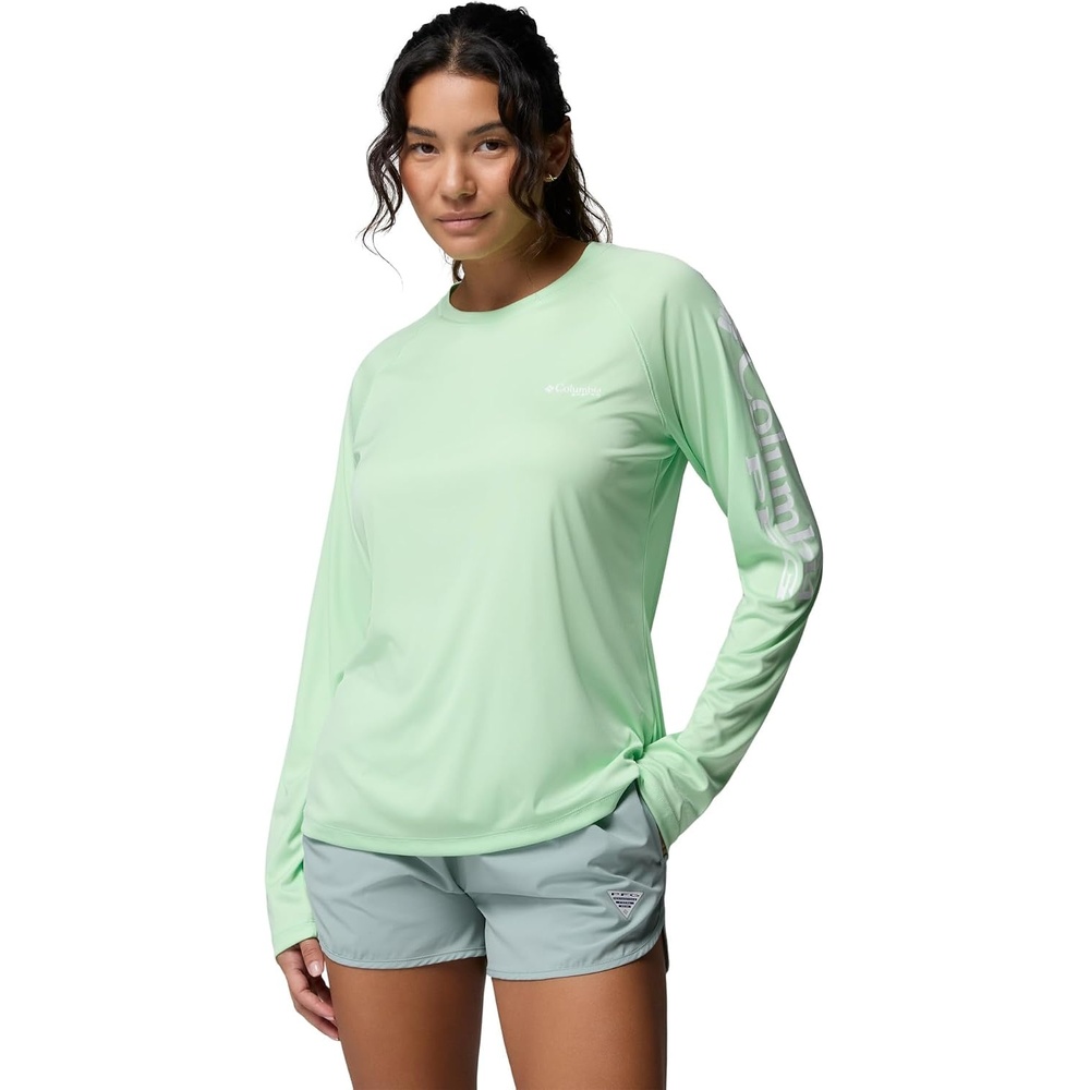 image:imageColumbia Womens Tidal Tee II Long Sleeve HoodieKey WestWhite Logo